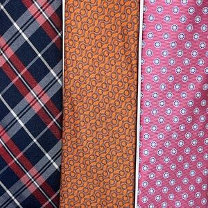 3 Men's Patterned Neck Ties Set - 1 x Hermés + 2 x Tommy Hilfiger